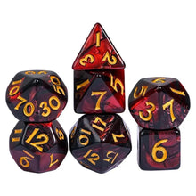Load image into Gallery viewer, Mini Nebula Black & Red Dice Set for Dungeons & Dragons