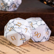Load image into Gallery viewer, White Marble Cracked Stone Dice Set for Dungeons & Dragons