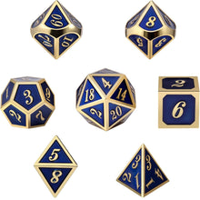 Charger l'image dans la galerie, Royal Aether Blue & Gold Metal Dice Set for Dungeons & Dragons