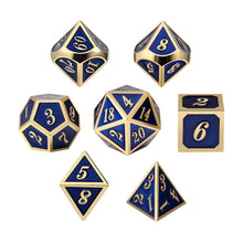 Load image into Gallery viewer, Royal Aether Blue & Gold Metal Dice Set