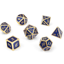 Charger l'image dans la galerie, Royal Aether Blue & Gold Metal Dice Set for Dungeons & Dragons