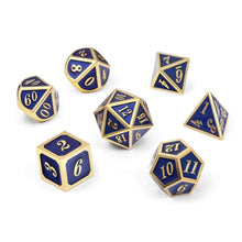 Load image into Gallery viewer, Royal Aether Blue & Gold Metal Dice Set