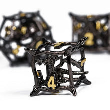 Load image into Gallery viewer, Caged Dragon Hollow Metal Dice Set for Dungeons & Dragons