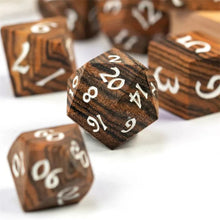 Load image into Gallery viewer, Zebrawood Wood Dice Set for Dungeons & Dragons