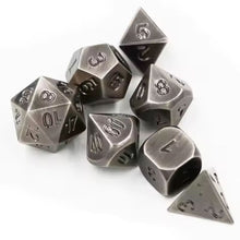 Load image into Gallery viewer, Brushed Steel Metal Dice Set for Dungeons & Dragons