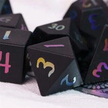 Charger l'image dans la galerie, Obsidian Rainbow Numbers Stone Dice Set for Dungeons & Dragons