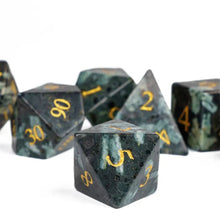 Charger l'image dans la galerie, Glass Flower Green Stone Dice Set for Dungeons & Dragons