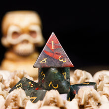 Charger l'image dans la galerie, Blood Moss Agate Stone Dice Set for Dungeons & Dragons
