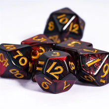 Load image into Gallery viewer, Mini Nebula Black & Red Dice Set for Dungeons & Dragons