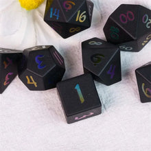 Charger l'image dans la galerie, Obsidian Rainbow Numbers Stone Dice Set for Dungeons & Dragons