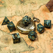 Charger l'image dans la galerie, Glass Flower Green Stone Dice Set for Dungeons & Dragons