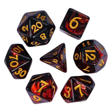 Load image into Gallery viewer, Mini Nebula Black & Red Dice Set for Dungeons & Dragons