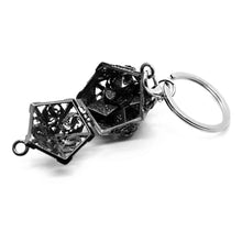Load image into Gallery viewer, Bloodsplattered D20 Hollow Keychain w/ Set of Mini Dice for Dungeons &amp; Dragons
