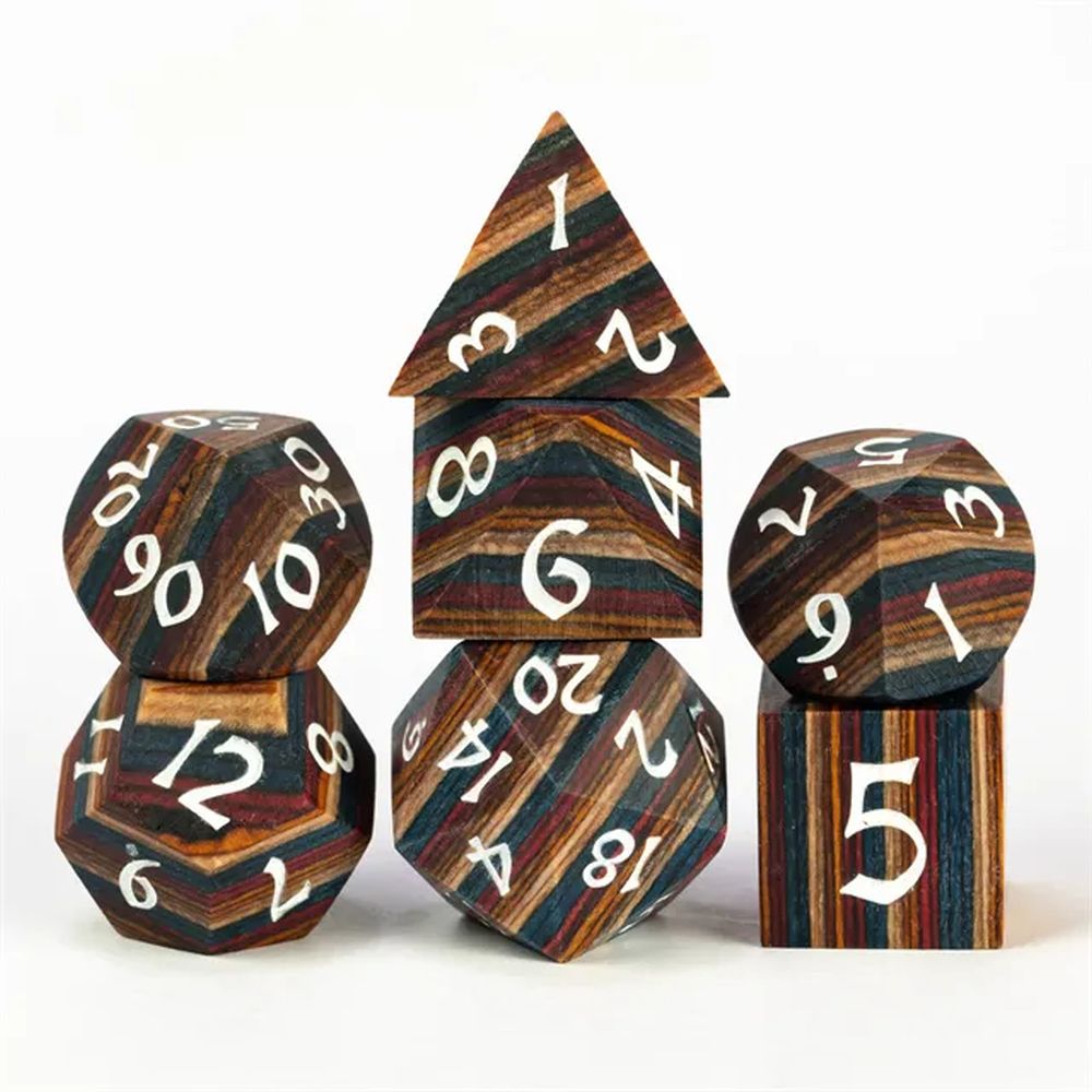 Layered Wood Dice Set for Dungeons & Dragons
