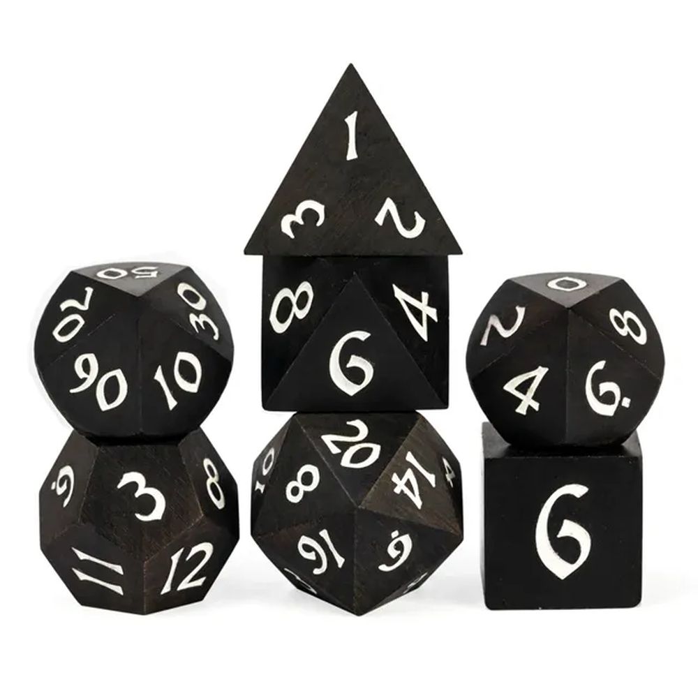 Ebony Wood Dice Set for Dungeons & Dragons