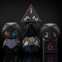 Charger l'image dans la galerie, Obsidian Rainbow Numbers Stone Dice Set for Dungeons & Dragons