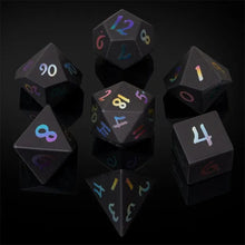 Charger l'image dans la galerie, Obsidian Rainbow Numbers Stone Dice Set for Dungeons & Dragons