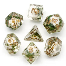 Load image into Gallery viewer, Orc Skulls Encased in Moss Dice Set for Dungeons & Dragons