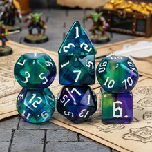 Load image into Gallery viewer, Wyrmshade Purple & Turquoise Blend Dice Set for Dungeons & Dragons
