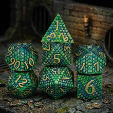 Load image into Gallery viewer, Dragonscale Metal Dice Set