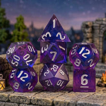 Load image into Gallery viewer, Galaxy Glitter Sharp Edge Resin Dice Set
