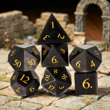 Load image into Gallery viewer, Nightfall Obsidian Gemstone Dice Set