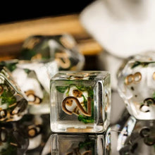 Load image into Gallery viewer, Orc Skulls Encased in Moss Dice Set for Dungeons & Dragons