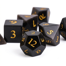 Load image into Gallery viewer, Nightfall Obsidian Gemstone Dice Set