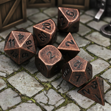 Load image into Gallery viewer, Earthen Bronze Metal Dice Set for Dungeons & Dragons