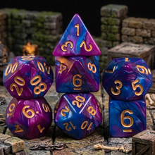 Load image into Gallery viewer, Alchemist's Swirl Resin Dice Set – Choose Your Color
