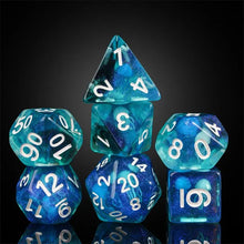 Load image into Gallery viewer, Bioluminescent Jellyfish Resin Dice Set (Glow-in-the-Dark)
