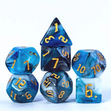 Load image into Gallery viewer, Voidfrost Black & Blue Blend Dice Set for Dungeons & Dragons