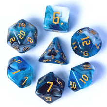 Load image into Gallery viewer, Voidfrost Black & Blue Blend Dice Set for Dungeons & Dragons