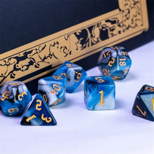 Load image into Gallery viewer, Voidfrost Black & Blue Blend Dice Set for Dungeons & Dragons