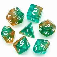 Charger l'image dans la galerie, Riverstone Spark Brown & Blue Glitter Nebula Dice Set for Dungeons & Dragons