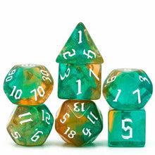 Charger l'image dans la galerie, Riverstone Spark Brown & Blue Glitter Nebula Dice Set for Dungeons & Dragons