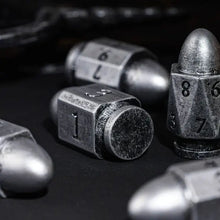 Load image into Gallery viewer, Moonshot Silver Bullet Resin Dice Set