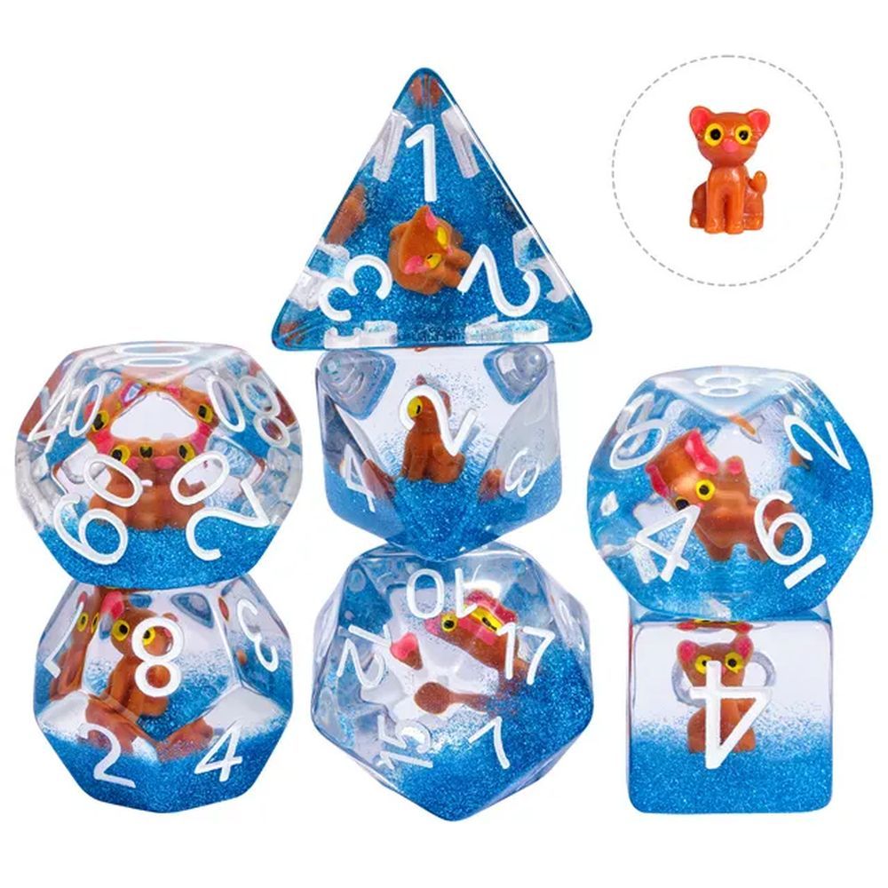 Cat Familiar Dice Set for Dungeons & Dragons