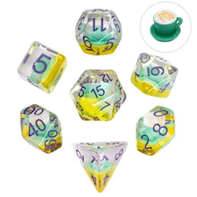 Charger l'image dans la galerie, Ensemble de dés polyédriques éclaboussés de couleurs pour donjons et dragons