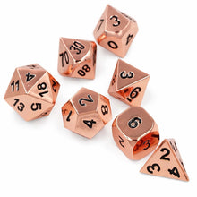 Charger l'image dans la galerie, Ensemble de dés polyédriques en métal gaufré noir et cuivre pour donjons et dragons
