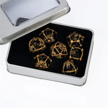 Charger l'image dans la galerie, Ensemble de dés polyédriques en acier usé au combat pour donjons et dragons