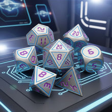 Load image into Gallery viewer, Cyber Display Metal Dice Set for Dungeons & Dragons