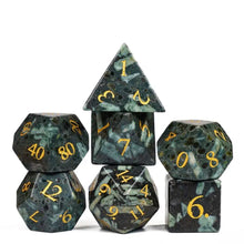 Charger l'image dans la galerie, Glass Flower Green Stone Dice Set for Dungeons & Dragons