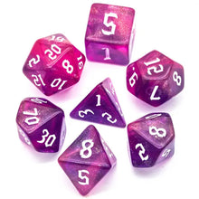Load image into Gallery viewer, Nebula's Kiss Pink & Purple Glitter Dice Set for Dungeons & Dragons
