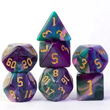 Load image into Gallery viewer, Slimeberry Purple & Green Blend Dice Set for Dungeons & Dragons