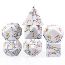 Charger l'image dans la galerie, White Marble Cracked Stone Dice Set for Dungeons & Dragons