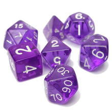 Load image into Gallery viewer, Clear Transparent Dice Set for Dungeons & Dragons - Various Colors