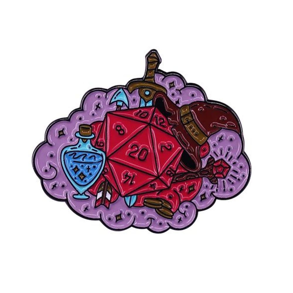 D20 Wizard Hat Potion Dice Pin - Dungeons & Dragons Brooch