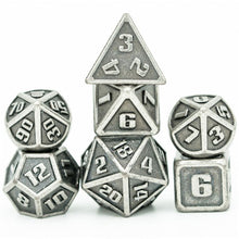 Load image into Gallery viewer, Mini Battle-Worn Steel Metal Dice Set for Dungeons &amp; Dragons
