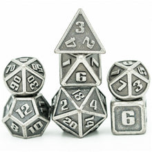 Load image into Gallery viewer, Mini Battle-Worn Steel Metal Dice Set for Dungeons & Dragons